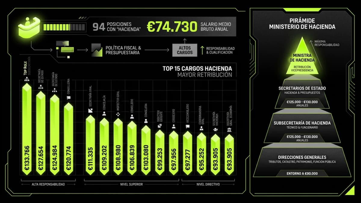 Infografía resumen del artículo: Cargos top con responsabilidad en Hacienda en España