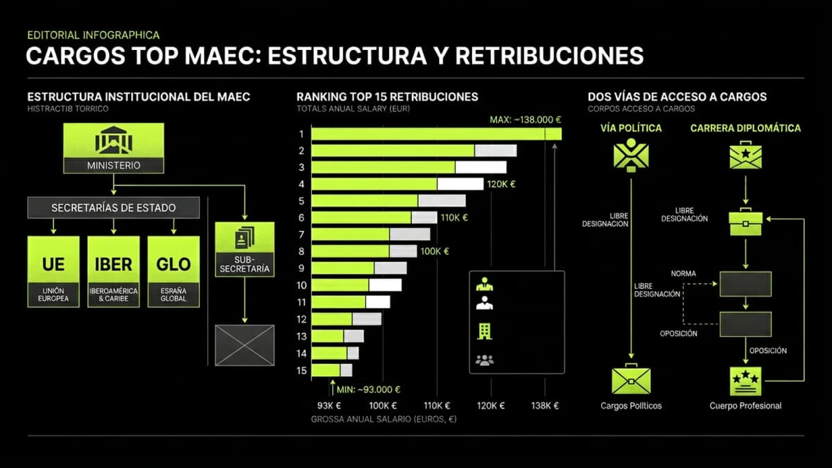 Infografía resumen del artículo: Cargos top del Ministerio de Asuntos Exteriores