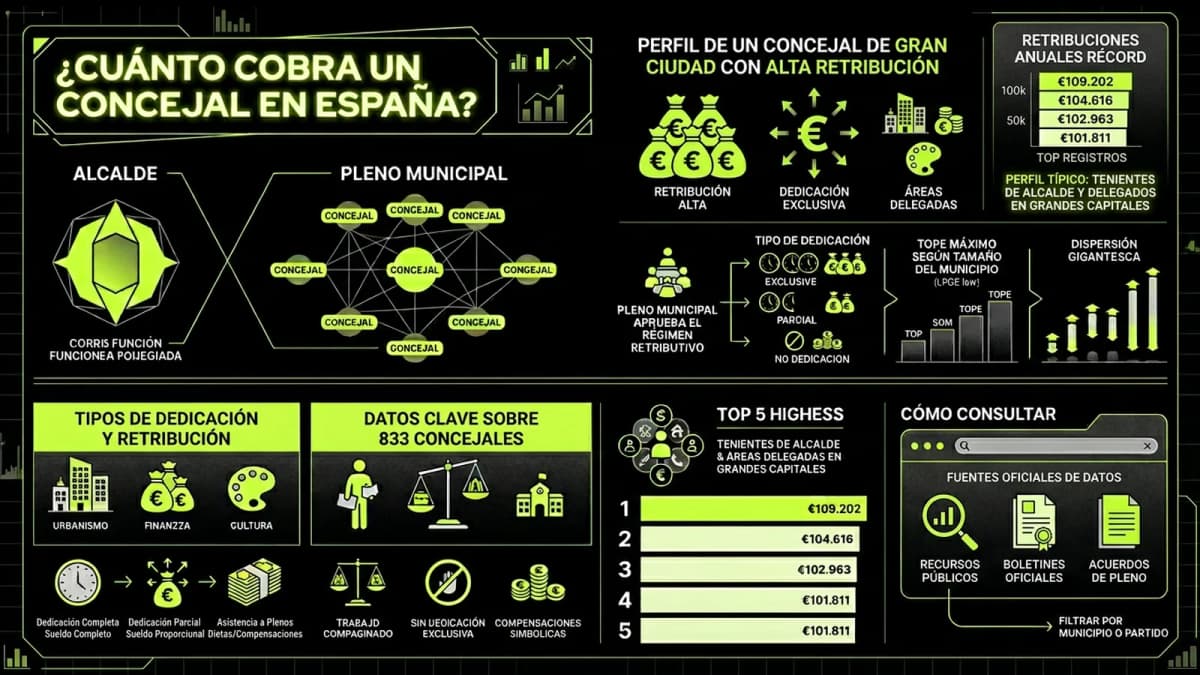 Infografía resumen del artículo: ¿Cuánto cobra un concejal en España?