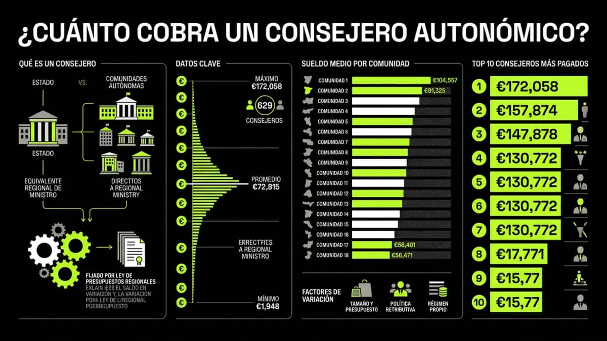 Infografía resumen del artículo: ¿Cuánto cobra un consejero autonómico?