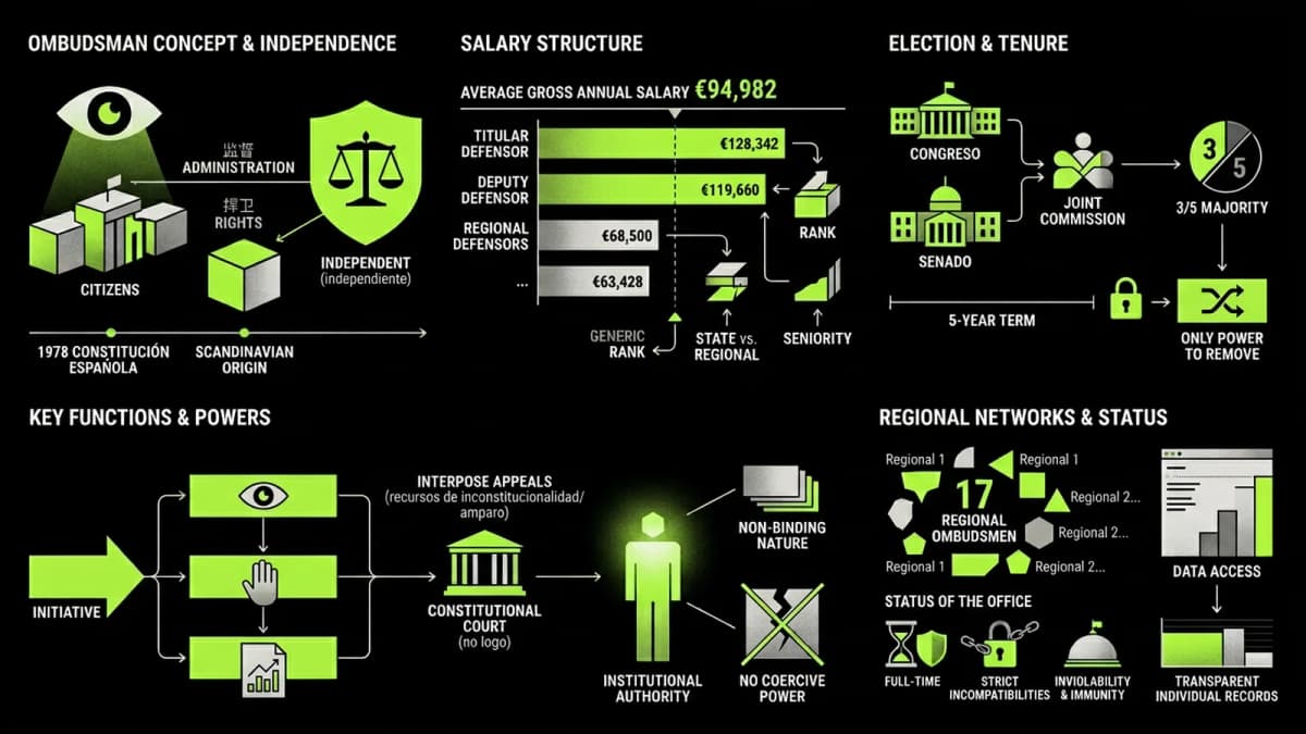 Infografía resumen del artículo: ¿Cuánto cobra el Defensor del Pueblo?