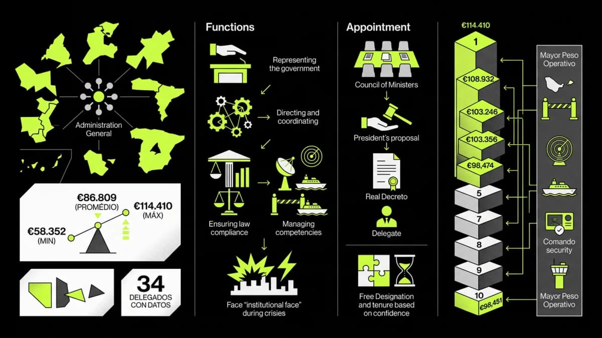 Infografía resumen del artículo: ¿Cuánto cobra un delegado del Gobierno?