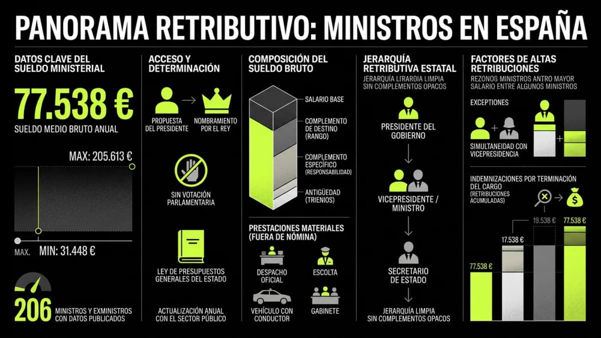 Infografía resumen del artículo: ¿Cuánto cobra un ministro en España?