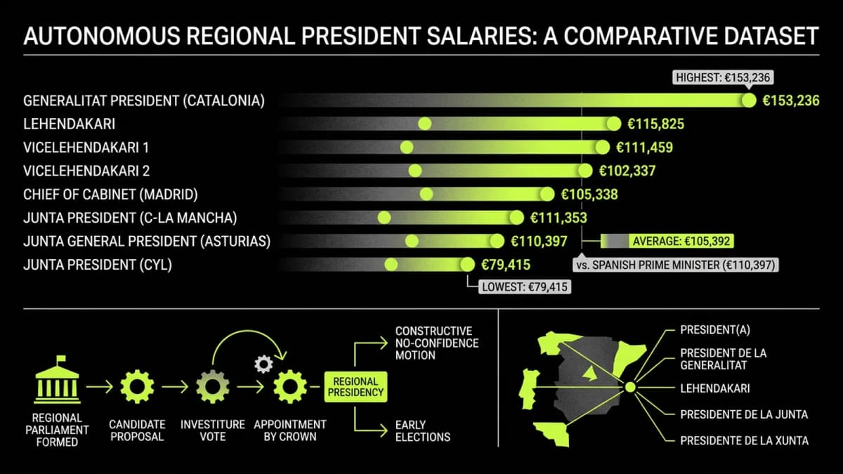 Infografía resumen del artículo: ¿Cuánto cobra un presidente autonómico?