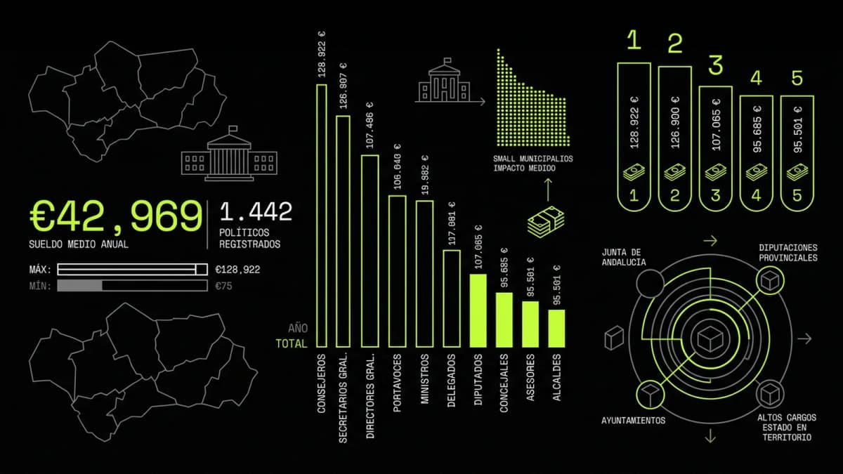 Infografía resumen del artículo: Cuánto cobran los políticos en Andalucía