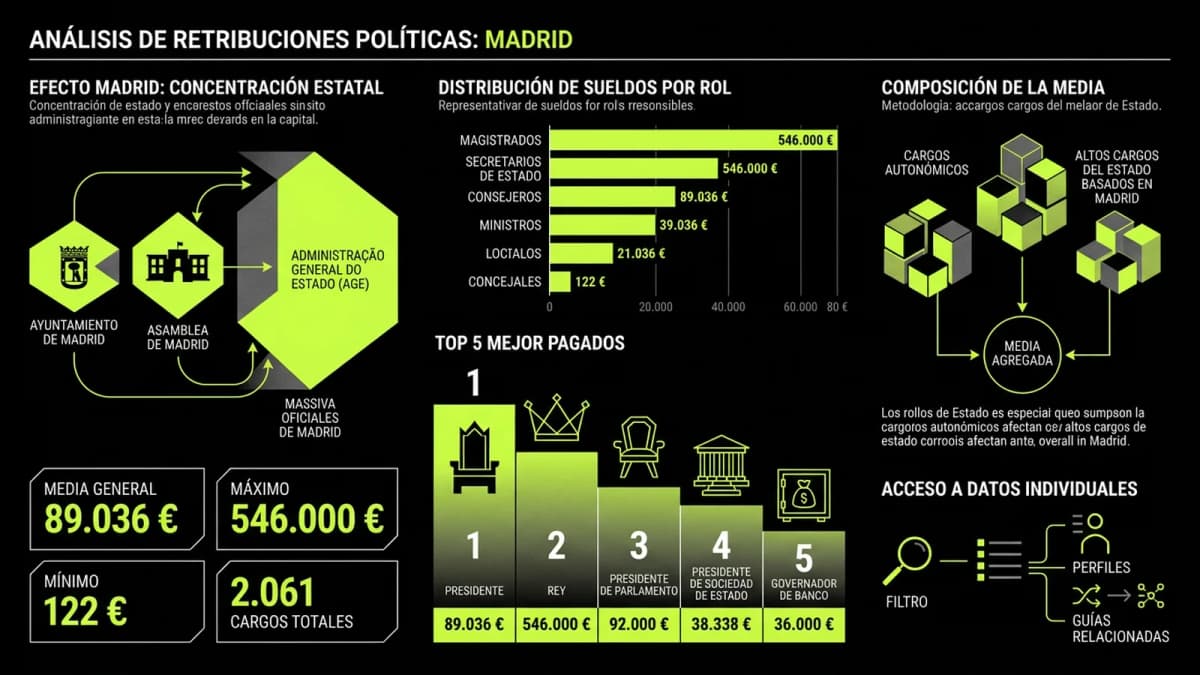 Infografía resumen del artículo: Cuánto cobran los políticos en la Comunidad de Madrid