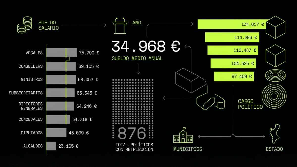 Infografía resumen del artículo: Cuánto cobran los políticos en la Comunidad Valenciana