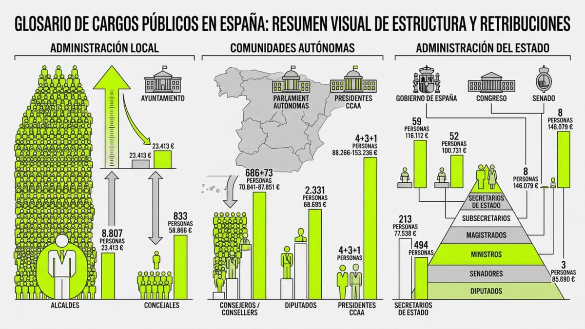 Infografía resumen del artículo: Glosario de cargos públicos en España