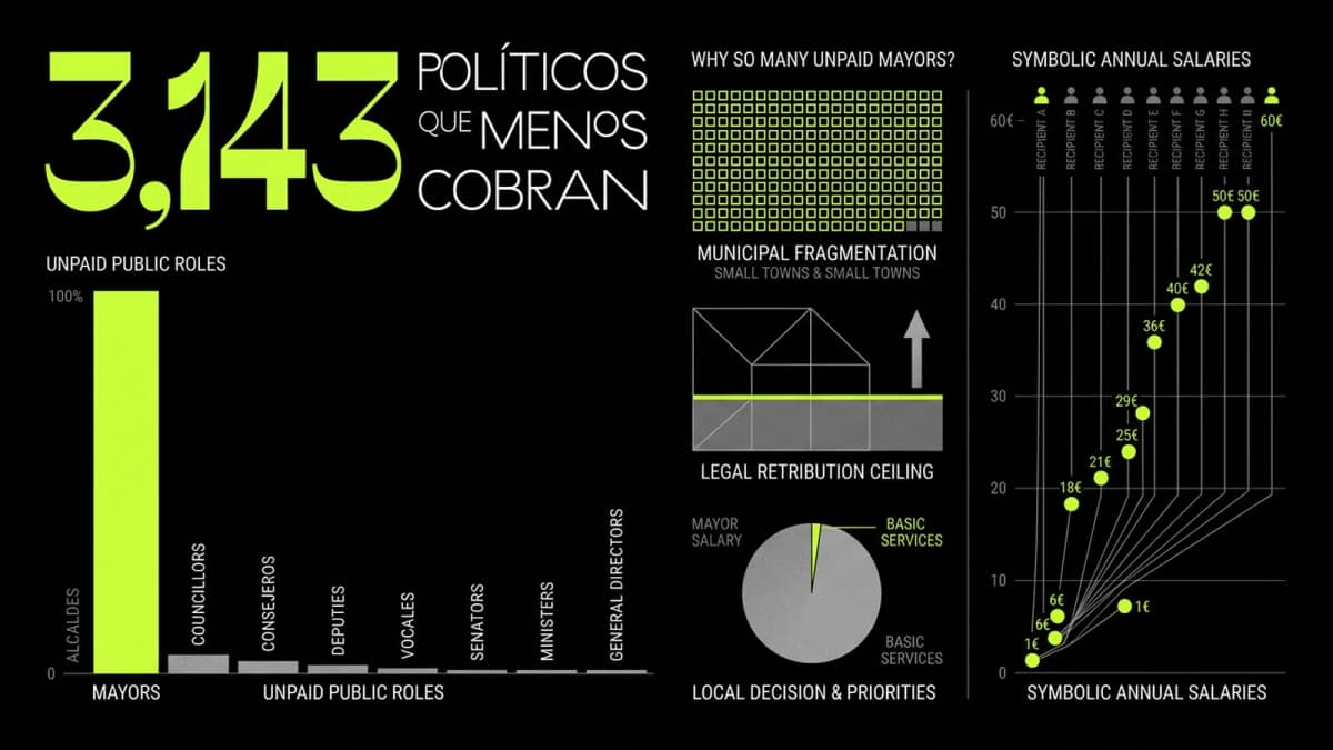 Infografía resumen del artículo: Los políticos que menos cobran de España