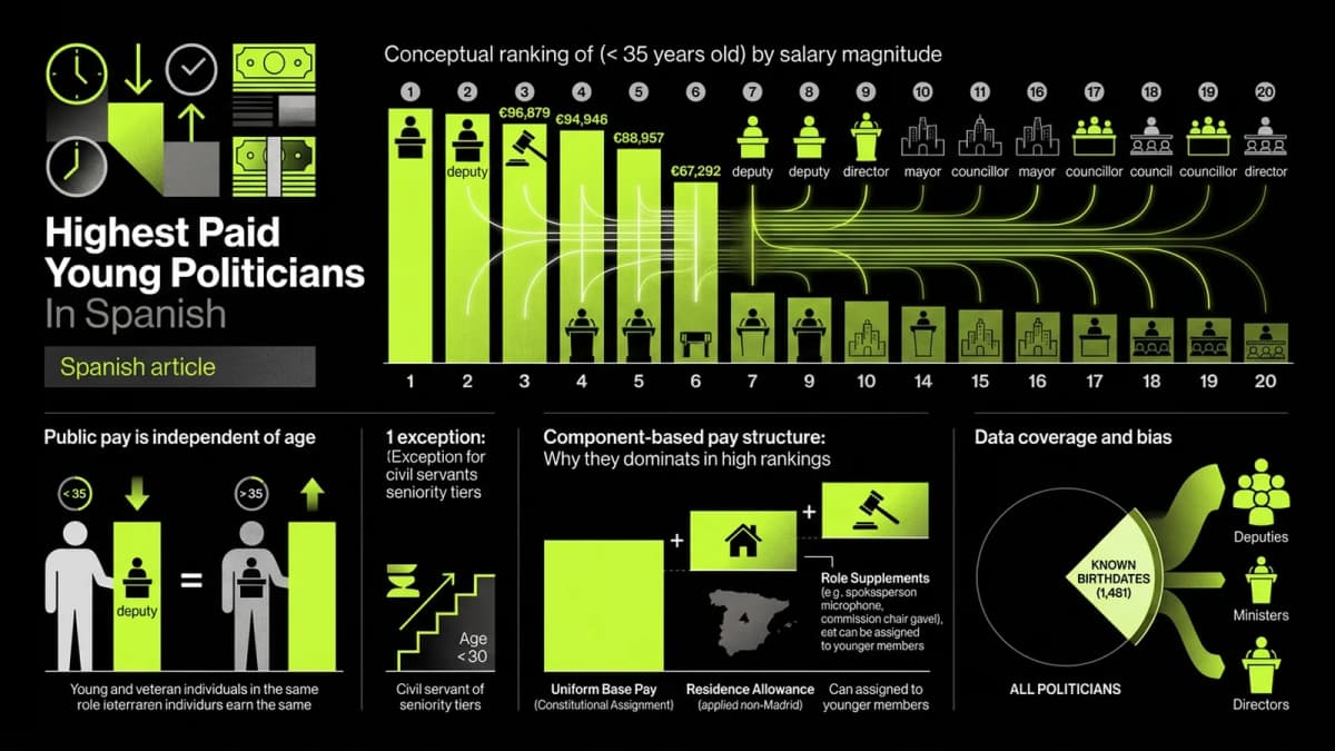 Infografía resumen del artículo: Los políticos más jóvenes con sueldo más alto