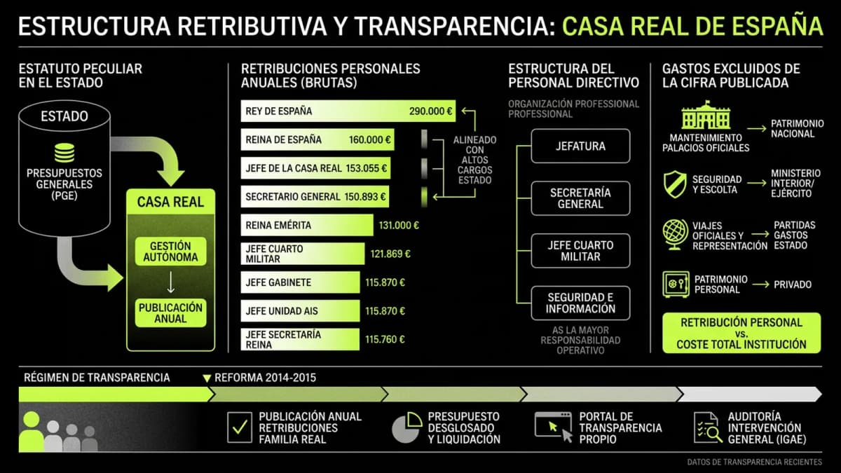 Infografía resumen del artículo: Sueldo de Felipe VI y la Casa Real