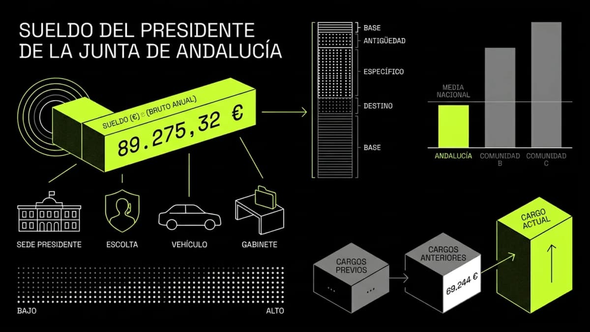 Infografía resumen del artículo: Sueldo del presidente de la Junta de Andalucía