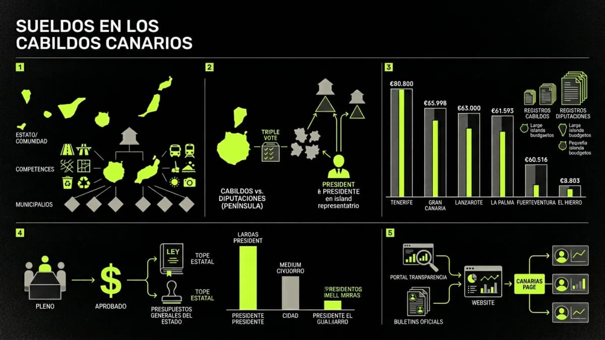 Infografía resumen del artículo: Sueldos en los cabildos canarios