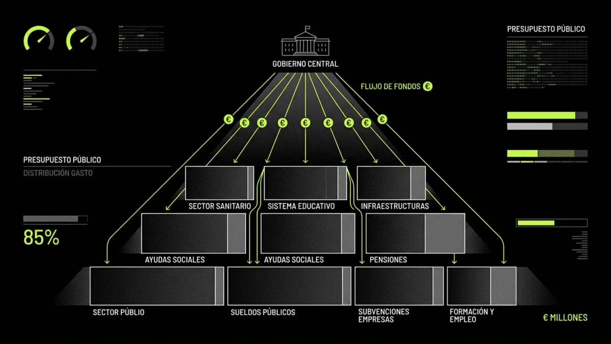 Infografía resumen del flujo de dinero público hacia sindicatos, medios y partidos políticos en España